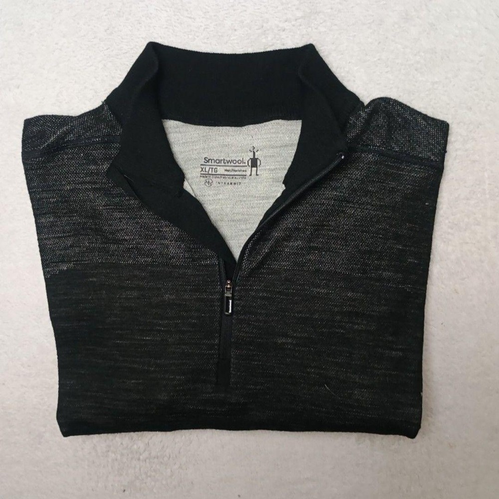 Smartwool Sweater Mens XL Gray 1/4 Zip Mock Intraknit Thermal Merino Base Layer